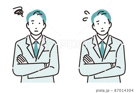 人物 腕を組んで悩むビジネスパーソン男性 87014304