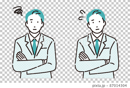 人物 腕を組んで悩むビジネスパーソン男性 87014304