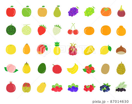 たくさんの種類の果物のイラストセットのイラスト素材