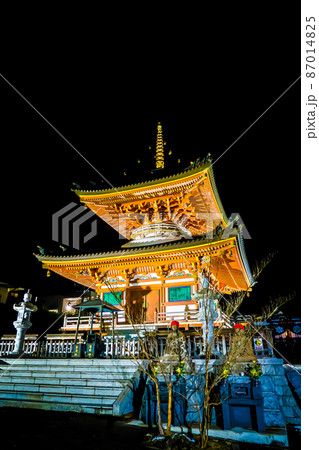 龍寶寺(龍宝寺)の多宝塔 ライトアップ(宮城県仙台市) 龍寶寺(龍宝寺)の多宝塔 ライトアップ(宮城県仙台市) 87014825