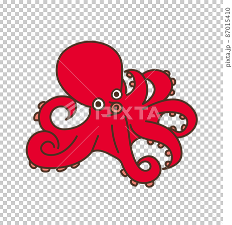 海の生き物　イラスト　水産物　タコ 87015410