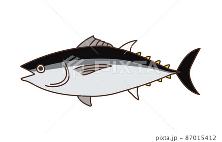 海の生き物　イラスト　水産物　マグロ 87015412