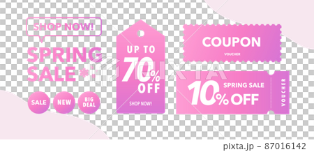 Vector design set for spring sale coupons (10%, 70%) 87016142