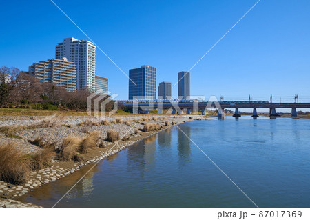 東京都世田谷区玉川の兵庫島公園から二子玉川駅方面 東京都世田谷区玉川の兵庫島公園から二子玉川駅方面 87017369
