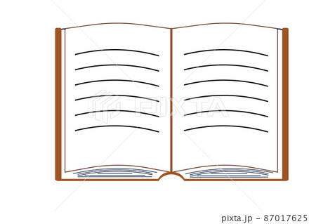 見開き 本 ノート フレーム シンプル  ベクター イラスト (中身の線ありver) 87017625