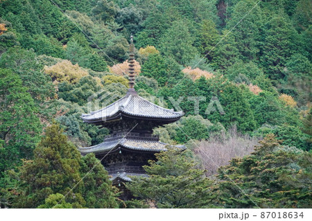【瀬戸内三十三観音霊場】第十番　国の重要文化財・福生寺三重塔の初冬の風景12　岡山県備前市 87018634