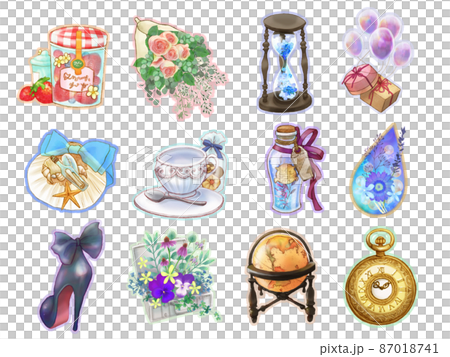 おしゃれな雑貨色々アイコンセット（白背景） 87018741