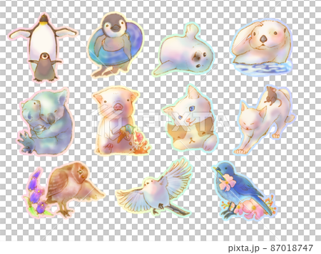 可愛的童話動物圖標集 2（白色背景） 87018747