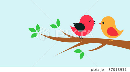 Bird with spring tree Bird with spring tree 87018951