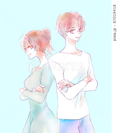 背中合わせの男女　コンビ 87019418