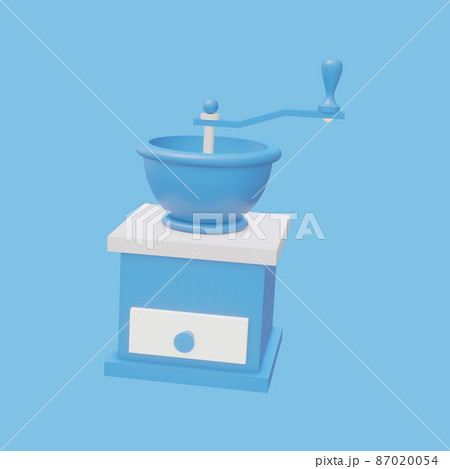 Coffee grinder isolated on blue background. 3D render. Coffee grinder isolated on blue background. 3D render. 87020054