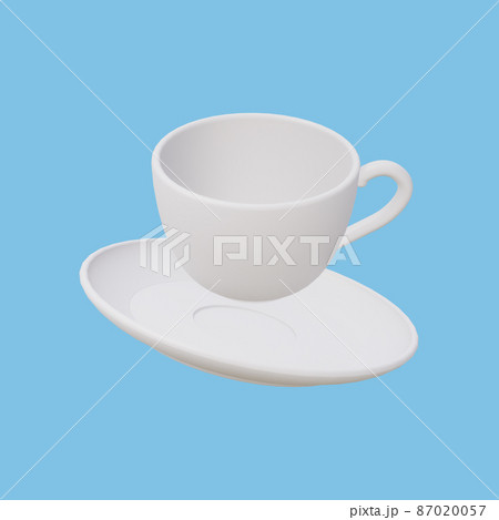 Tea cup isolated on blue background. 3D render. Tea cup isolated on blue background. 3D render. 87020057