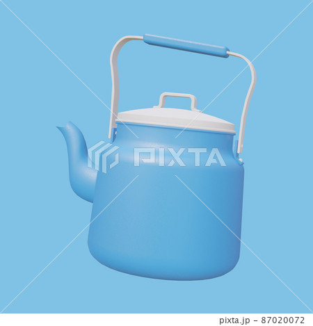Camping kettle isolated on blue background. 3D render. 87020072