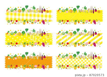 野菜と野菜のテキストフレーム セット イエロー系  87020573
