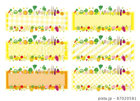 野菜と果物のテキストフレーム セット イエロー系 野菜と果物のテキストフレーム セット イエロー系 87020581