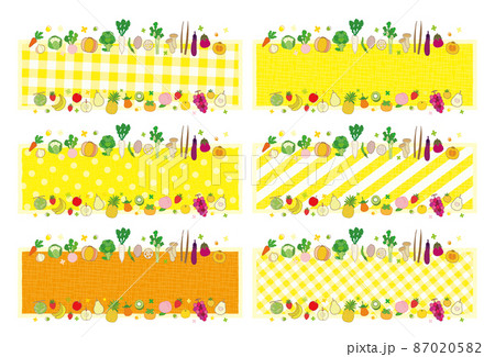 野菜と果物のテキストフレーム セット イエロー系 野菜と果物のテキストフレーム セット イエロー系 87020582