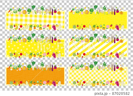 野菜と果物のテキストフレーム セット イエロー系 野菜と果物のテキストフレーム セット イエロー系 87020582