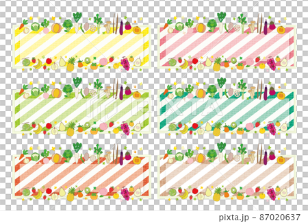 Vegetable and fruit text frame Striped color set Vegetable and fruit text frame Striped color set 87020637