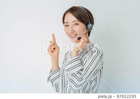 ビジネス ヘッドセット 指差し ビジネス ヘッドセット 指差し 87022295