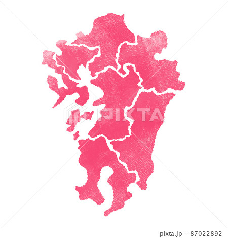 九州　地図　ピンク　シルエット 87022892