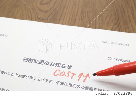 価格変更のお知らせ 価格上昇のイメージ 価格変更のお知らせ 価格上昇のイメージ 87022896