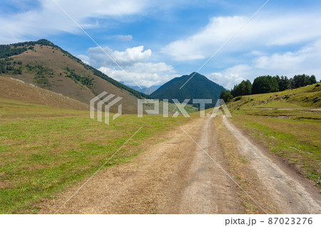 View in Mountains. Road to Shenako village from Diklo in Tusheti region View in Mountains. Road to Shenako village from Diklo in Tusheti region 87023276