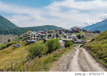 View in Mountains. Road to Shenako village from Diklo in Tusheti region View in Mountains. Road to Shenako village from Diklo in Tusheti region 87023277