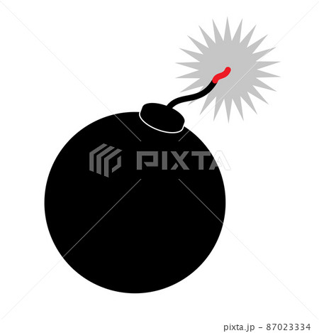 爆弾のイラスト。導火線に火がついて、爆発寸前の爆弾。 爆弾のイラスト。導火線に火がついて、爆発寸前の爆弾。 87023334