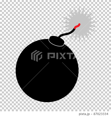 爆弾のイラスト。導火線に火がついて、爆発寸前の爆弾。 爆弾のイラスト。導火線に火がついて、爆発寸前の爆弾。 87023334