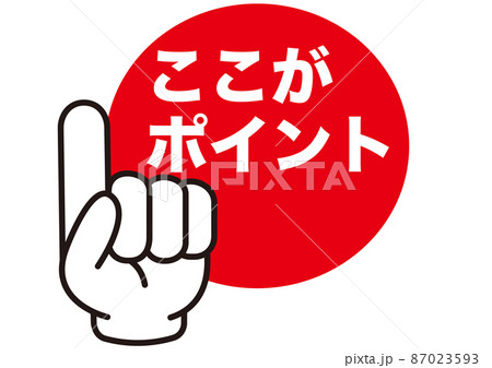 ポイント,チェック,注目,おすすめ,お知らせ,確認,重要,要点,注意,大切,大事,指,指さし, 87023593