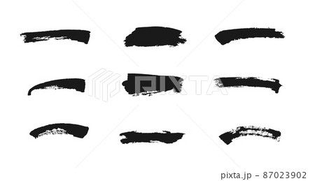 Grunge paintbrush set. Black ink stains. Vector freehand drawing brush elements Grunge paintbrush set. Black ink stains. Vector freehand drawing brush elements 87023902