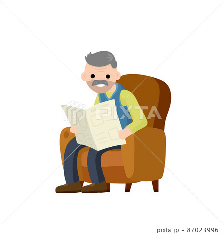 old man sitting cartoon