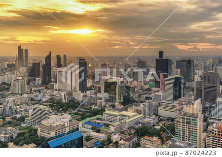Bangkok Thailand, sunset city skyline of skyscraper at Bangkok downtown Bangkok Thailand, sunset city skyline of skyscraper at Bangkok downtown 87024223