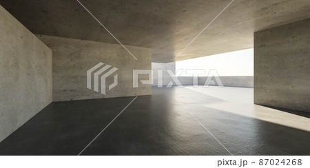 concrete exterior architecture building environment with sky and sun light 3d render illustration 87024268