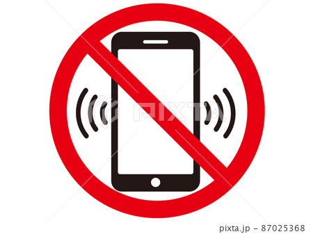 携帯電話,スマホ,禁止,使用禁止,通話禁止,警告,注意,禁止マーク,スマートフォン,電話,持込禁止, 87025368