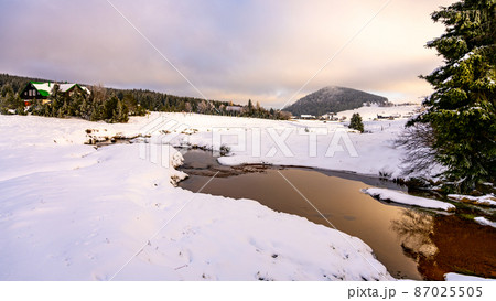 Wintertime landscape of Jizera Mountains 87025505
