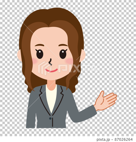女性插圖 2 / 用手引導右側的矢量 女性插圖 2 / 用手引導右側的矢量 87026264