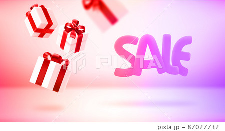 Gift boxes falling on a floor. Sale concept. 3d vector banner with copy space 87027732