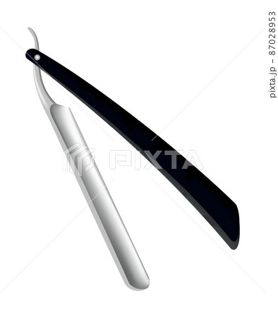 Razor. Beard haircut accessorie. Sharp shave equipment for hygiene or hairstyle isolated on white. Shaving mock up icon 87028953