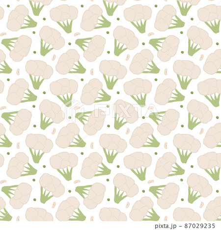 Broccoli or Cauliflower Vegetables seamless pattern. Vegetarian healthy bio food background, Vegan organic eco products. Vector illustration 87029235