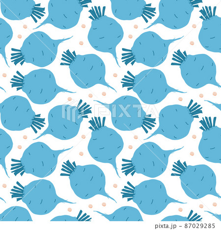 Beetroot Vegetables seamless pattern. Vegetarian healthy bio food background, Vegan organic eco products. Vector illustration 87029285