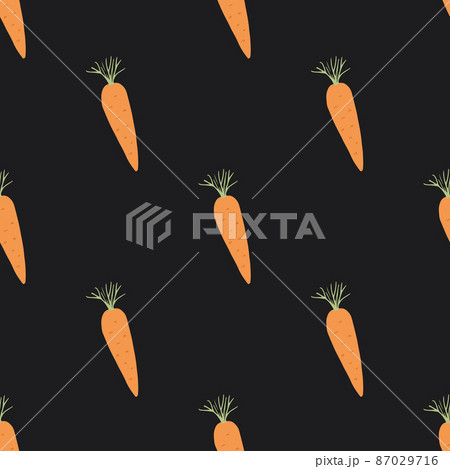 Carrot Vegetables seamless pattern. Vegetarian healthy bio food background, Vegan organic eco products. Vector illustration 87029716