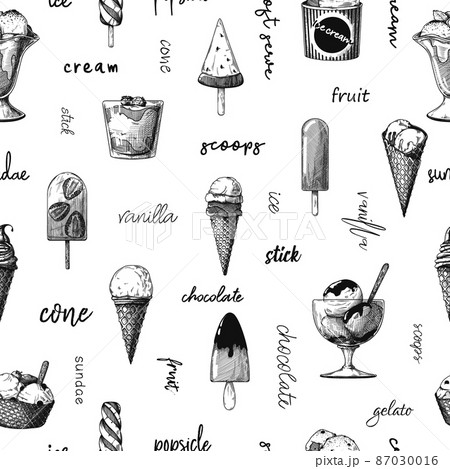 Coloring book or page for kids. ice cream black and white illustration  Stock Photo - Alamy