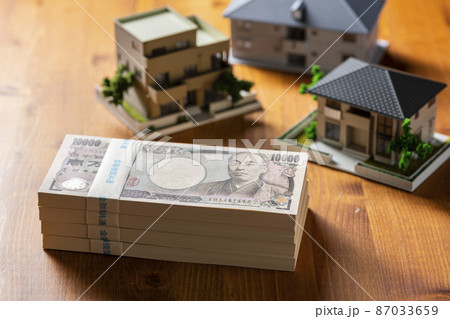 札束（お金）と住宅模型 87033659
