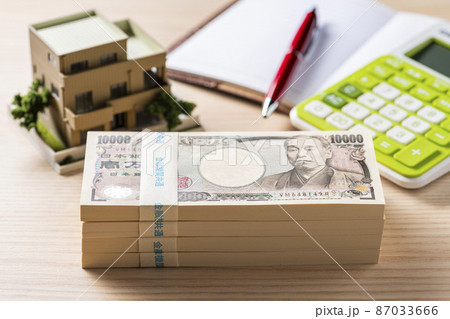 札束（お金）と住宅模型 87033666