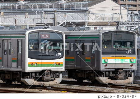JR東日本205系600番台湘南色の並びの写真素材 [87034787] - PIXTA