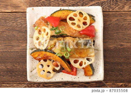 さんまと野菜の黒酢あんかけ 87035508