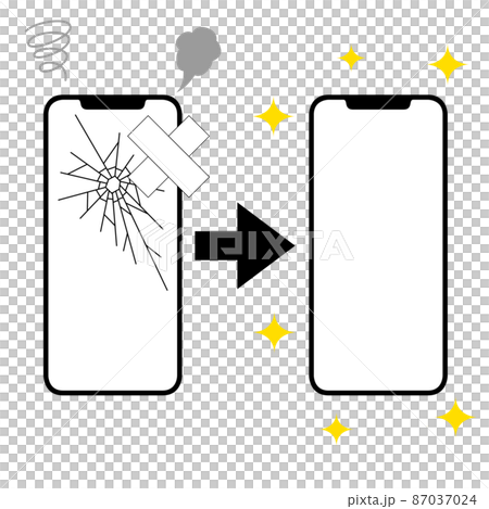 Repair illustration of a smartphone with a broken screen Repair illustration of a smartphone with a broken screen 87037024