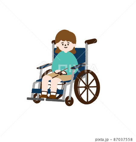 車椅子に座る女の子のイラスト素材