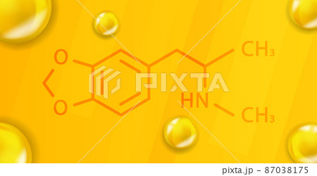 Ecstasy chemical formula. Ecstasy 3D Realistic chemical molecular structure 87038175